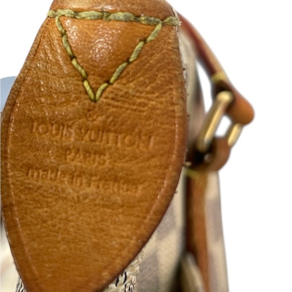 Louis Vuitton Purse Damier Azur Totally PM Tote Bag Tan Leather Straps Canvas - Picture 11 of 16